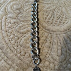 Rustic Cuff Silver Chain Bracelet